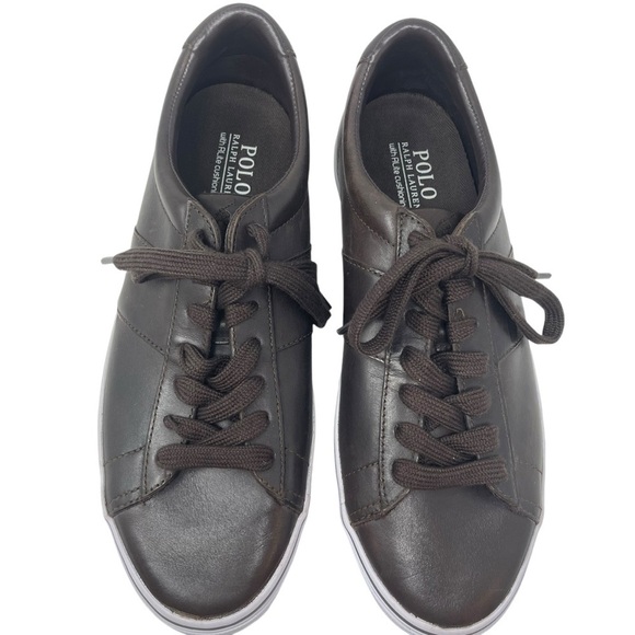 Polo Ralph Lauren Mens Size 10 Sayer Dark Brown Leather Shoes lace New main image 8